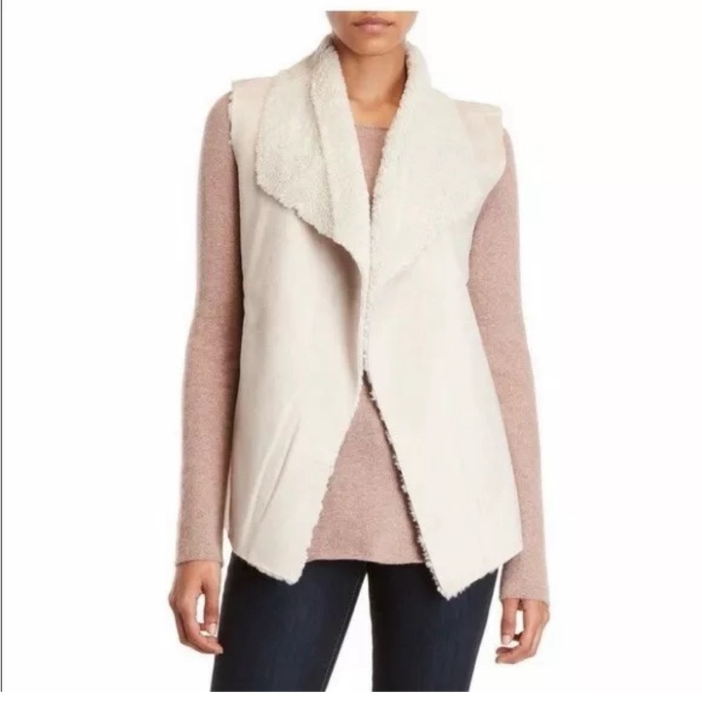 Madison & Lola Cream Faux Suade Vest Open Front Size L Very Soft